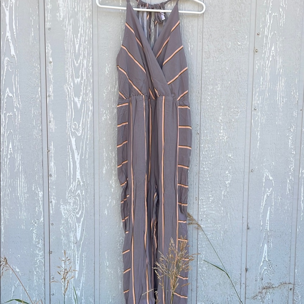Striped Gray and Orange Jumpsuit
